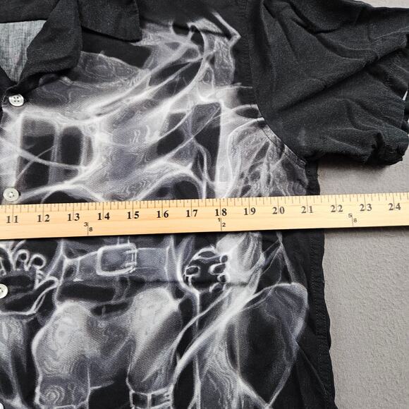 Death Row Records Shirt Mens L Black Button Up Viscose Ripple Junction Smoke - Picture 6 of 8